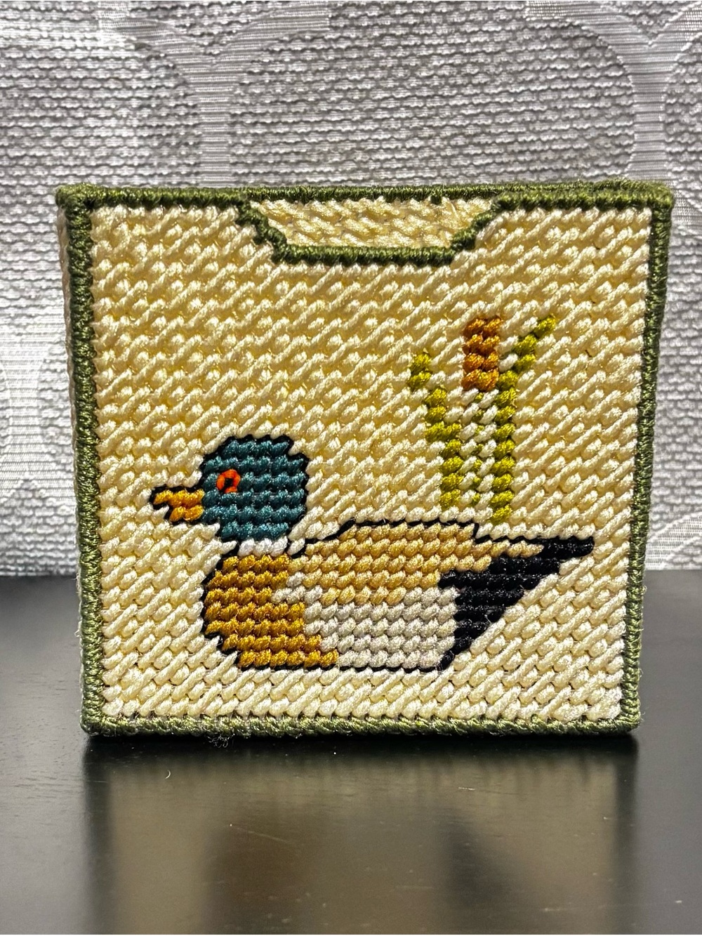 Vintage Country Duck Needlepoint Mail Holder